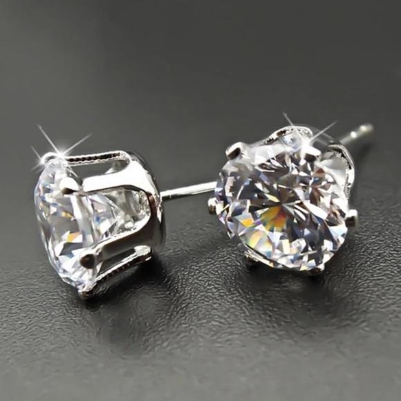 NEW STUD 2.5 CT SILVER DIAMOND EARRINGS, NICE EARRINGS, CUTE EARRINGS - Picture 3 of 5